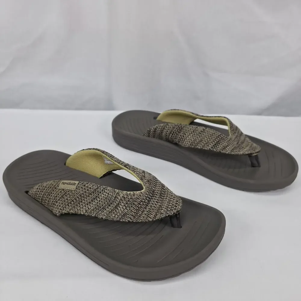 Hey Dude Milo Brown Flip Flop Sandals Mens US 10 Lightweight Comfort Beach